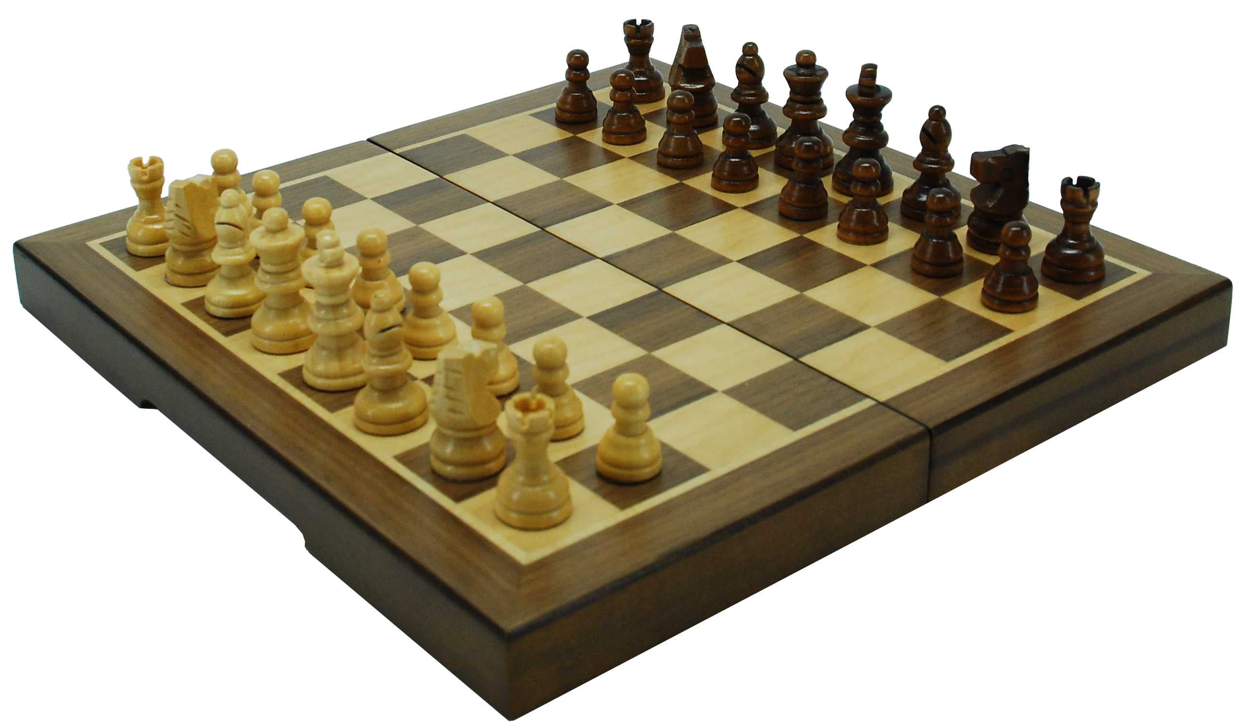 Schach-Kassette Magnetisch Nussbaum 23x23x2 cm