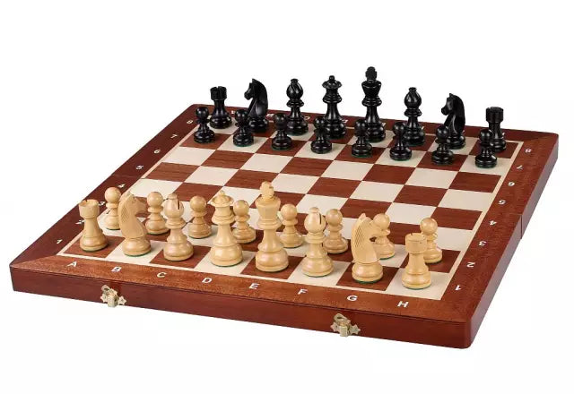 Beautiful folding chess board with German Knight figures