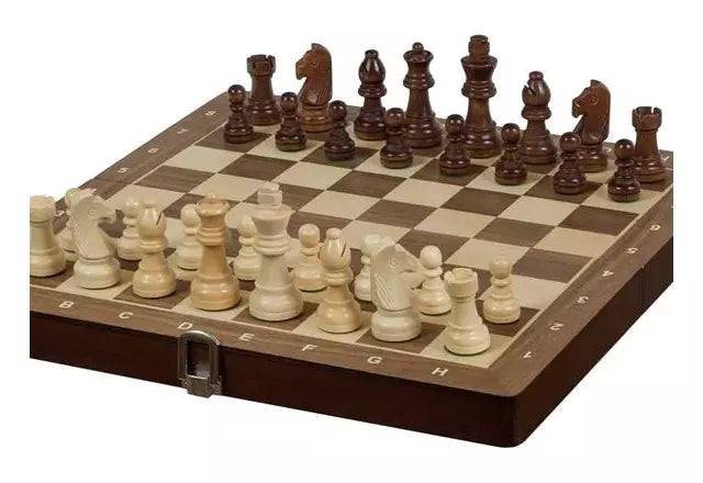 Travel chess made of walnut wood - 30 x 30 cm