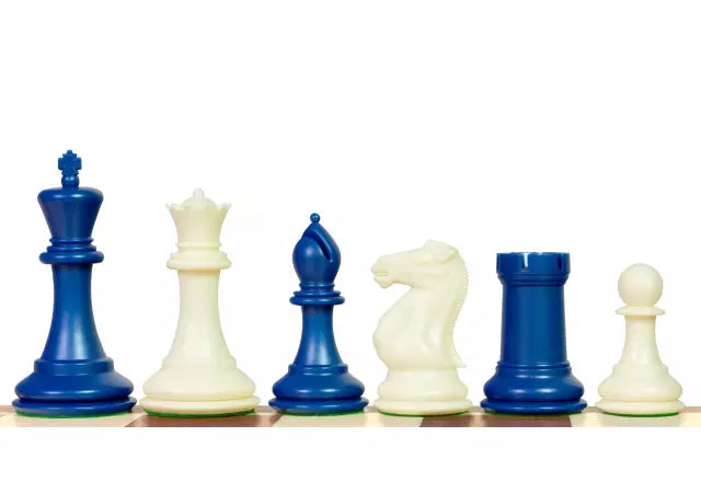 Top Schachset mit Silikonbrett und gewichteten Figuren - weiß-blau