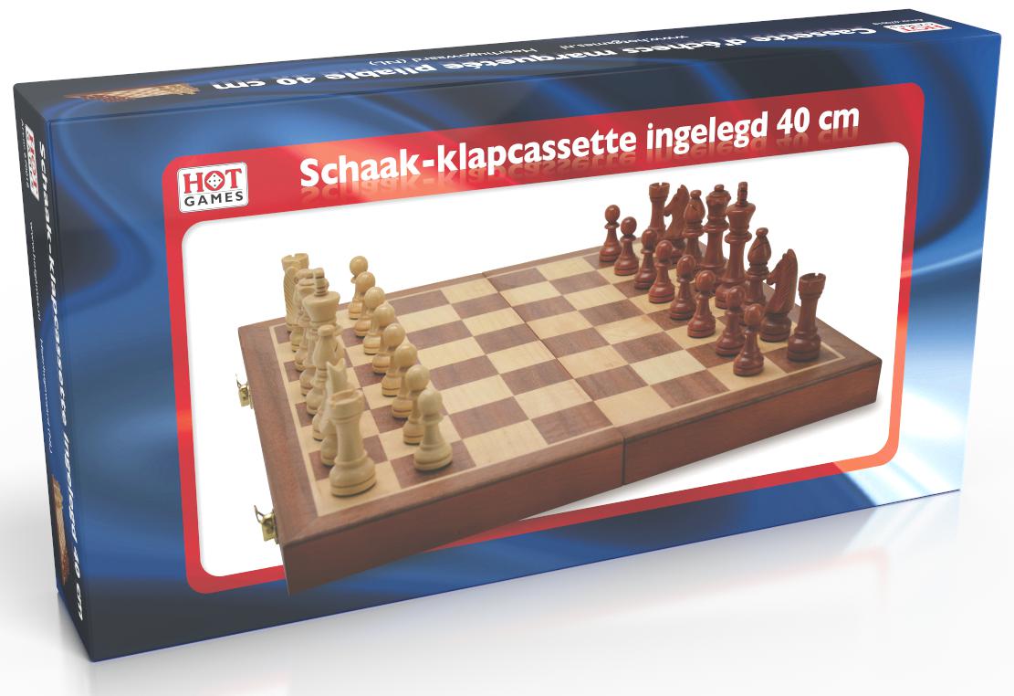 Schach-Kassette Holz faltbar 40 cm