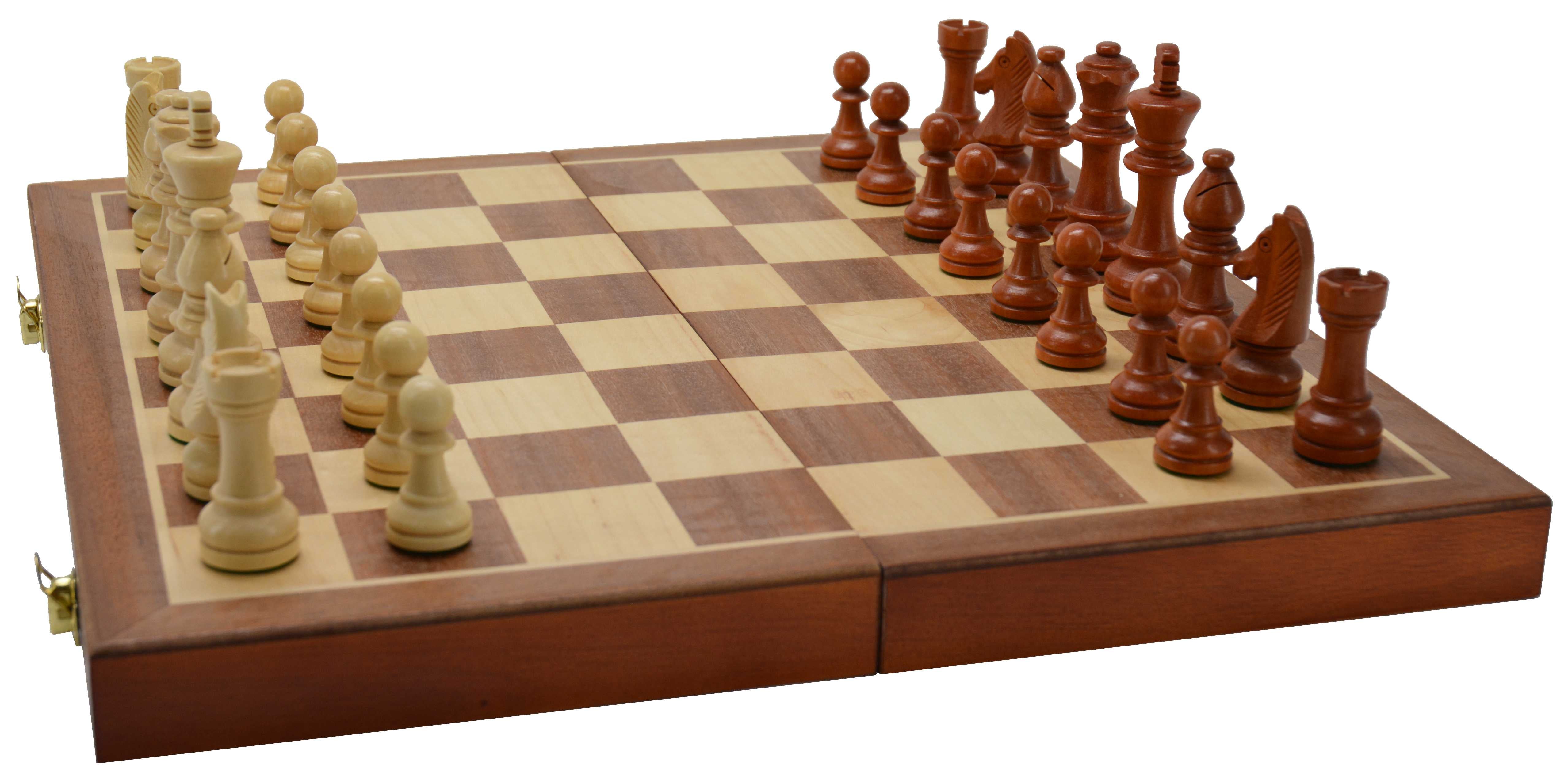 Schach-Kassette Holz faltbar 40 cm