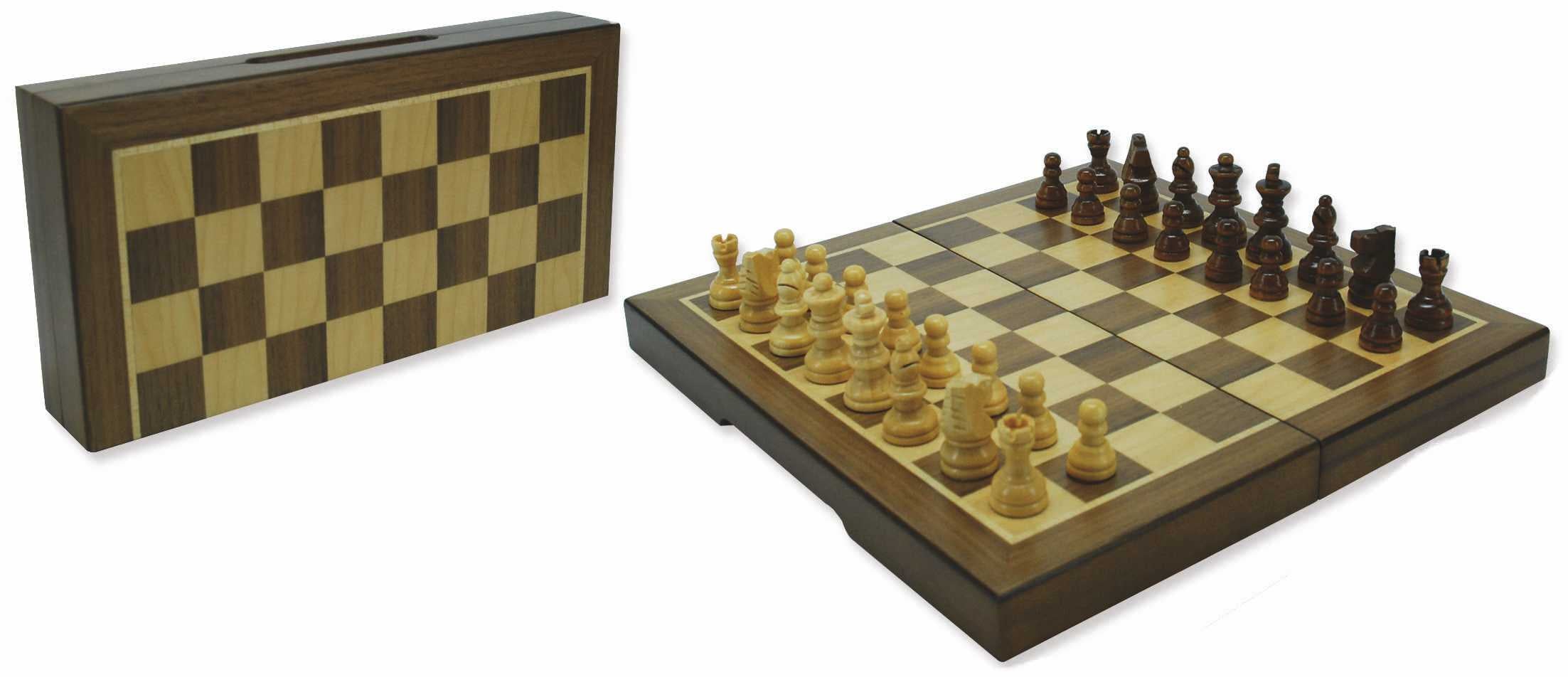 Schach-Kassette Magnetisch Nussbaum 23x23x2 cm