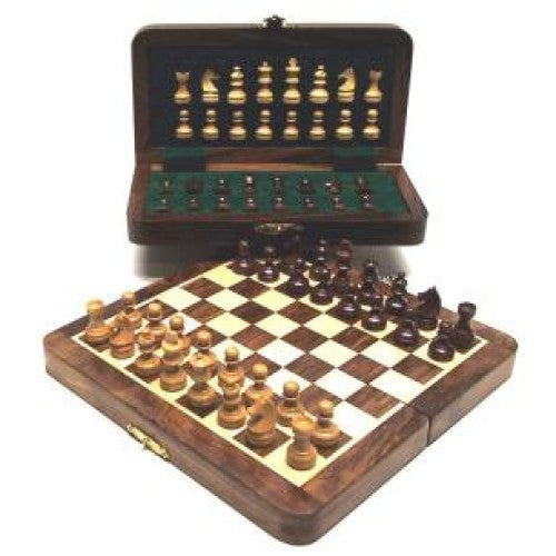 Chess box magnetic boxwood / acacia inlay 25x25cm
