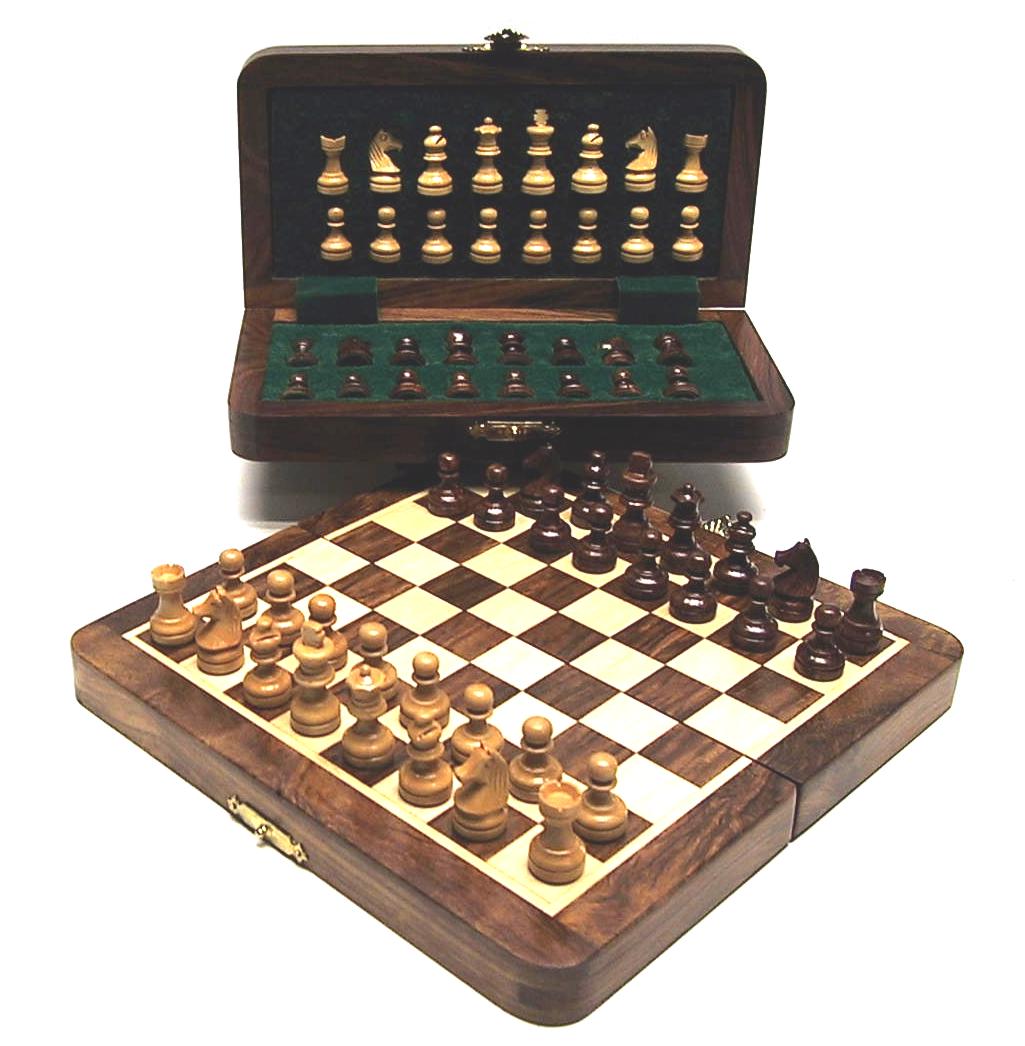 Chess box magnetic boxwood / acacia inlay 20x20cm