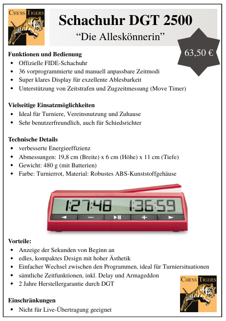 Schachuhr DGT 2500