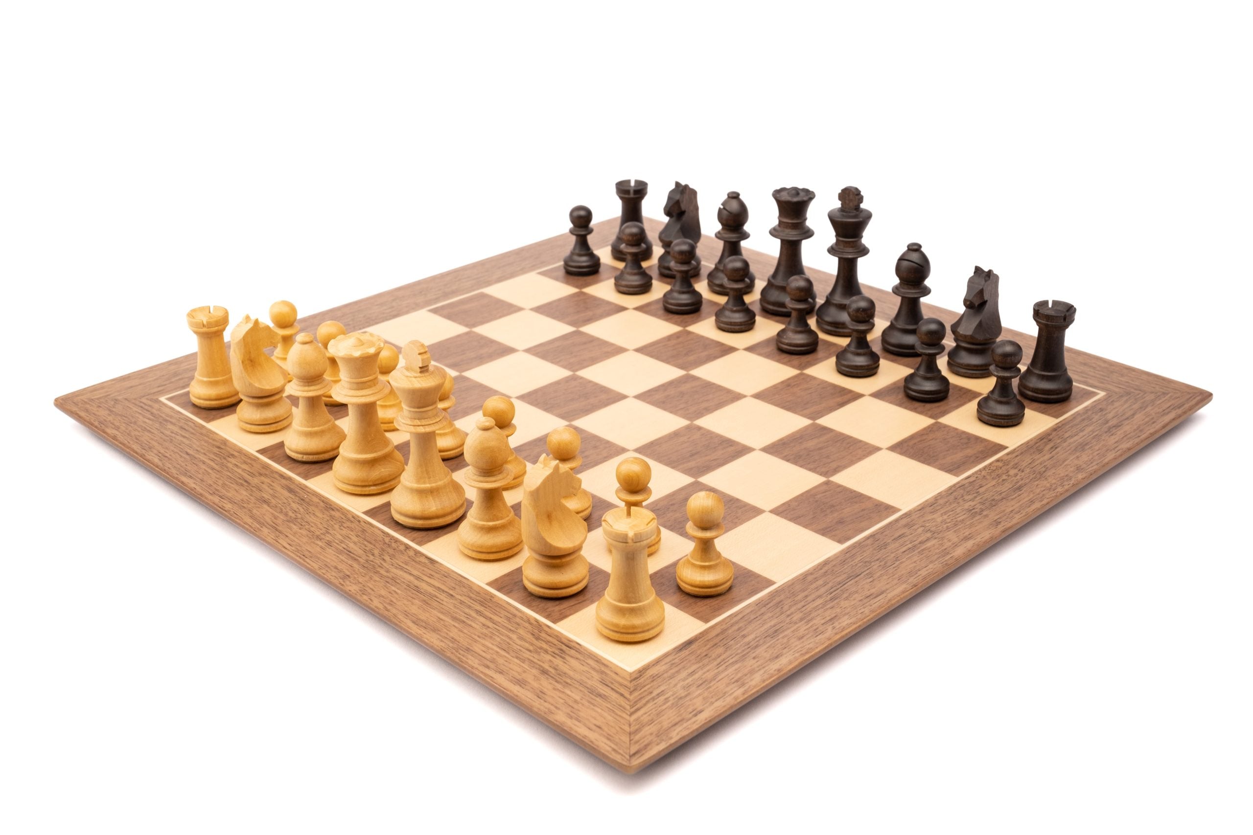 Noble wooden chess set: Barcelona board, field size 55mm &amp; Staunton No. 6 pieces