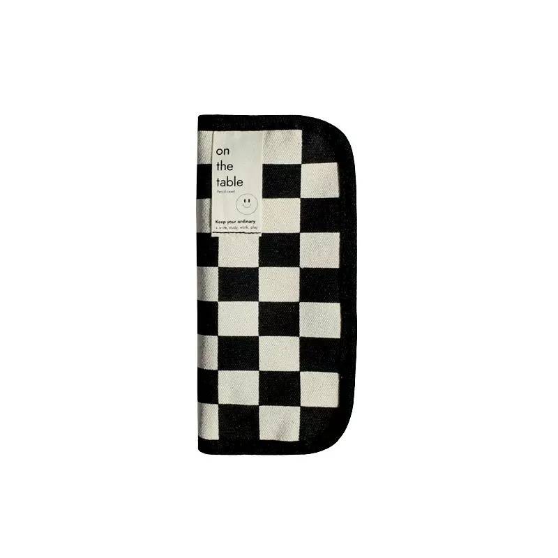 Pencil case with chess pattern