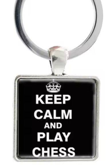 Keyring with chess piece image