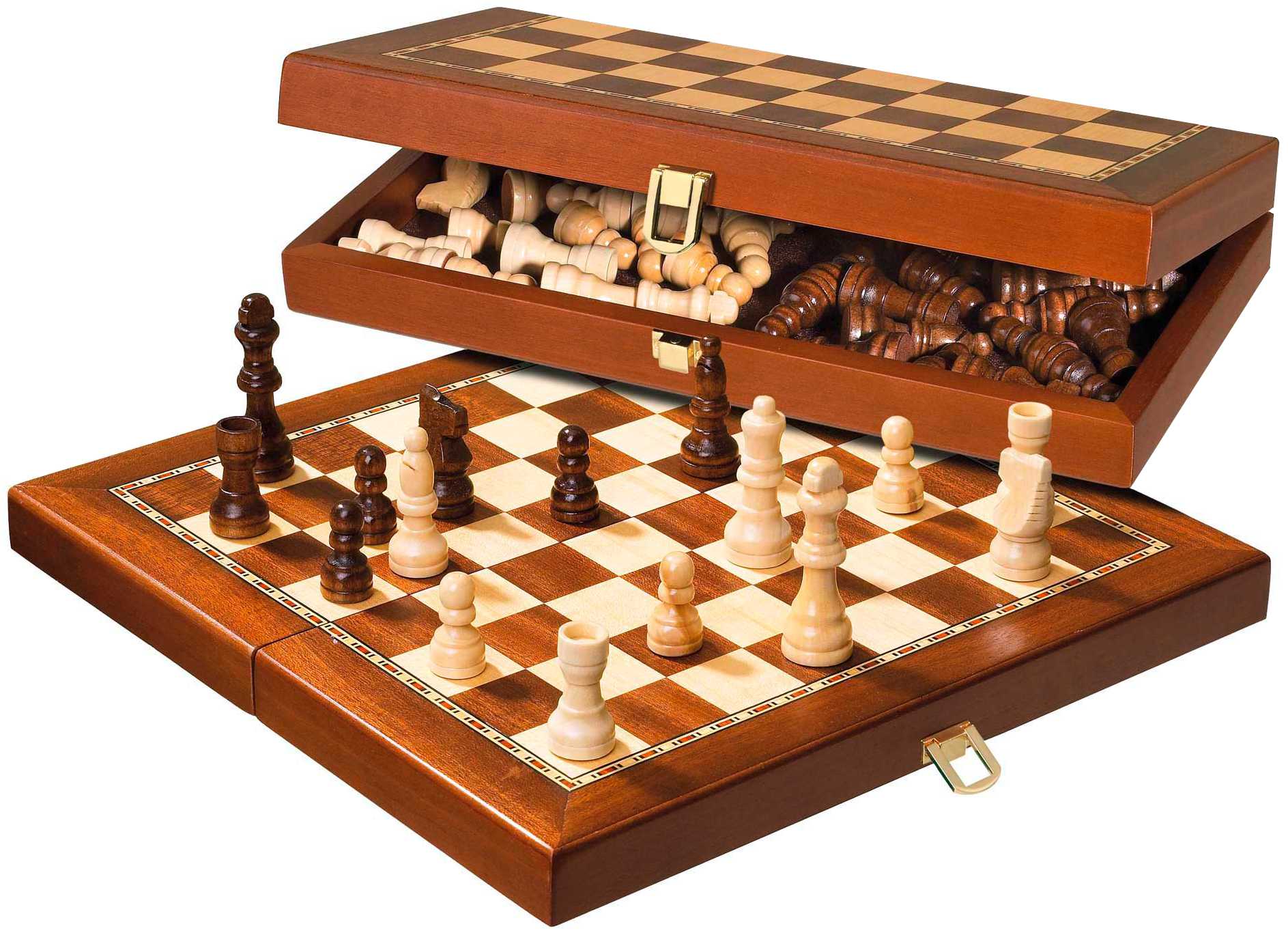 Travel chess wooden magnetic with decorative edge 29x29cm